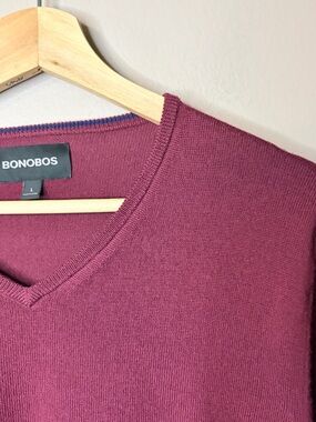 Bonobos V-Neck Sweater Maroon L Wool